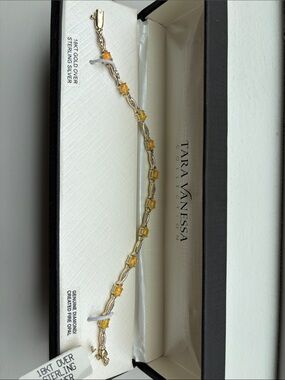 Tara Vanessa Yellow Opal and Diamond Gold Plated Bracelet